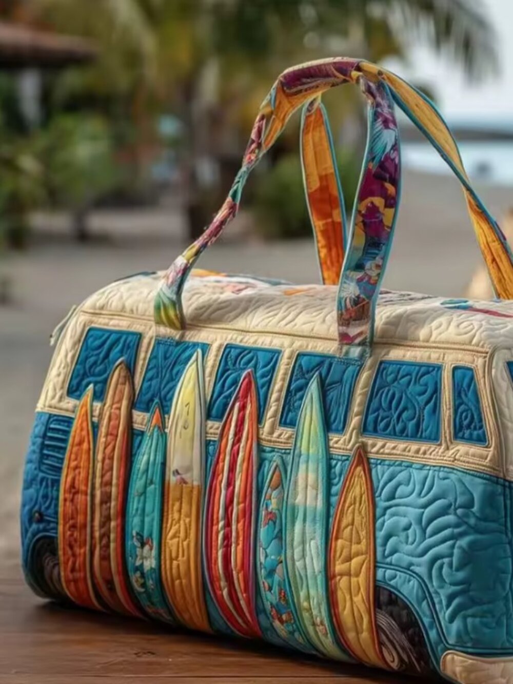 Quilted Cotton Quilted Travel Bag 3D Design Boho Style Duffle Bag Surf boards - Picture 3 of 5